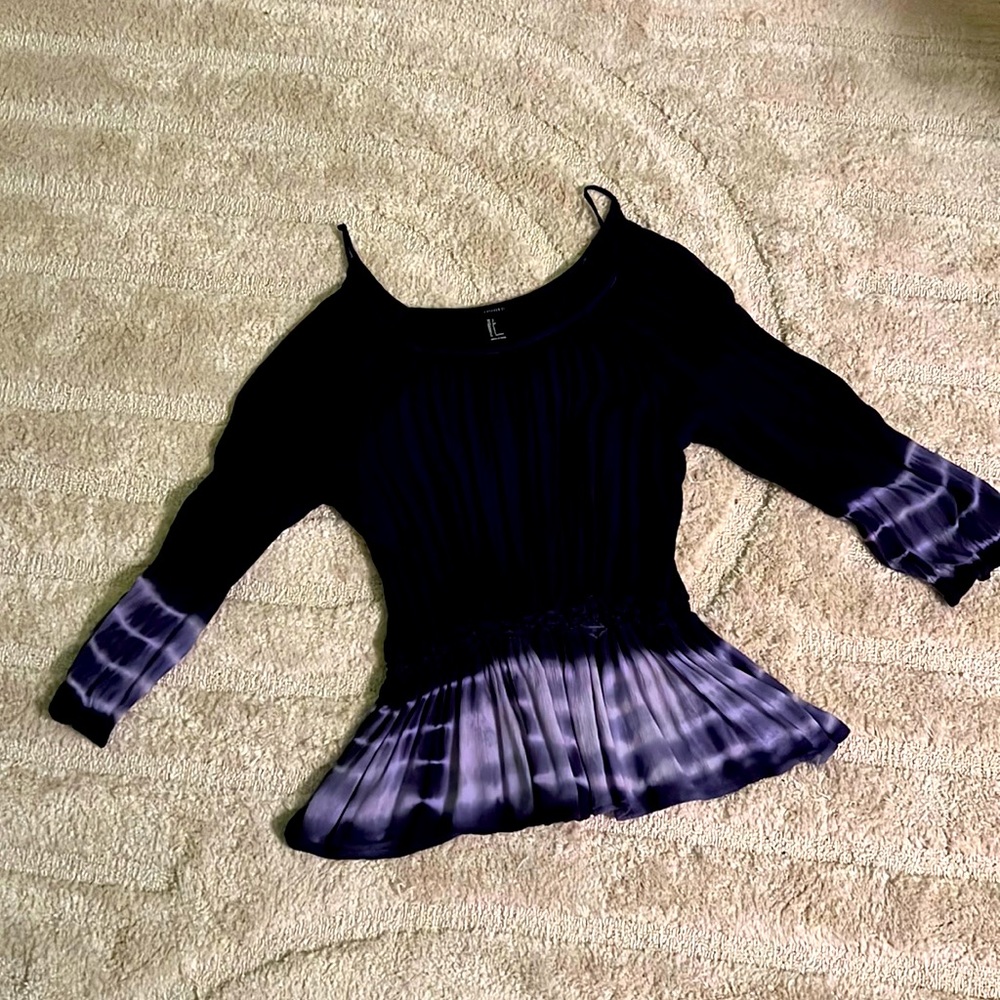 Navy blue Off the Shoulder Sleeve Shirt